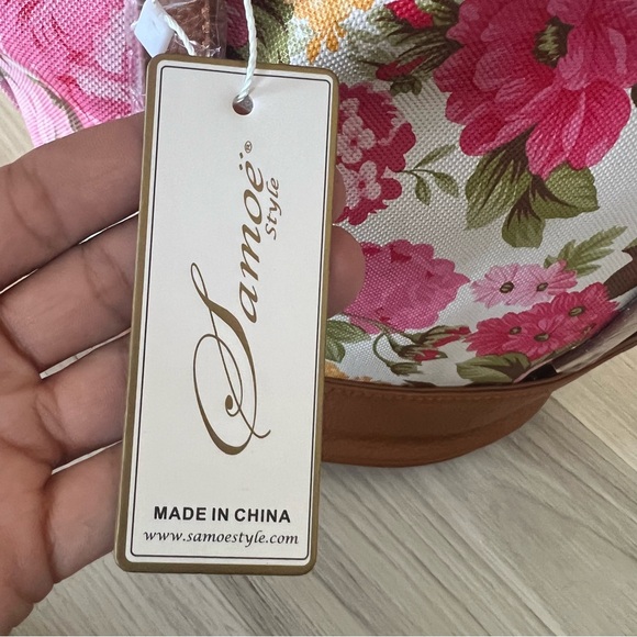 SAMOE STYLE Floral Brown Shoulder Purse Handbag Faux Leather - Picture 11 of 17